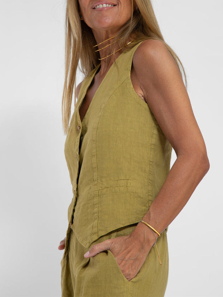 Lauren | Sleeveless V-Neck Vest & Wide-Leg Pants Set