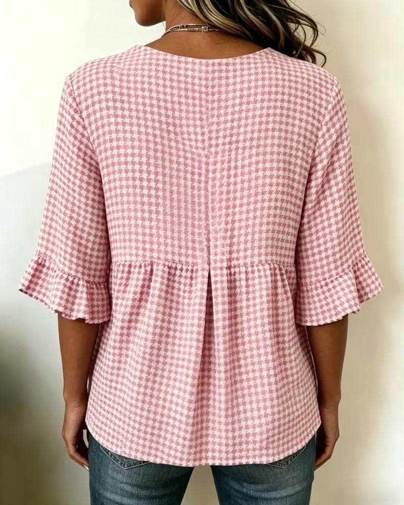 Houndstooth Blouse Trekking Relaxed