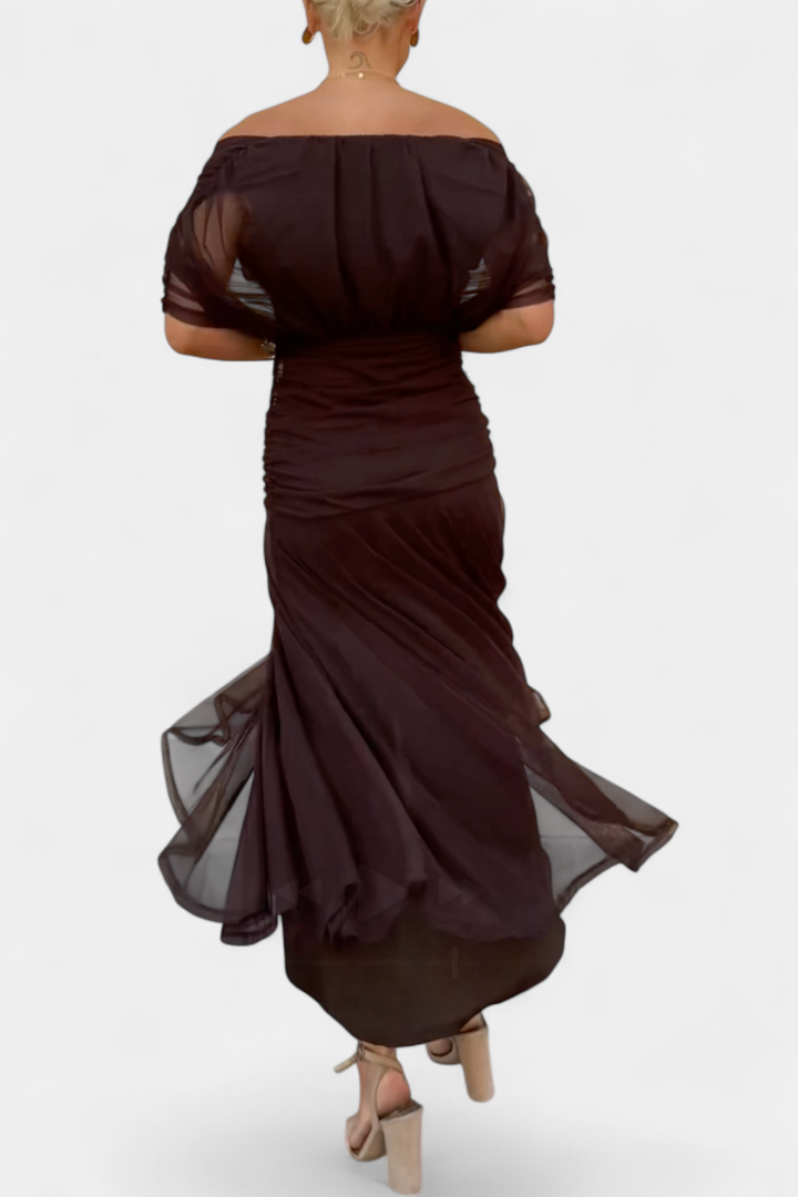 Eryzziah | Off-Shoulder Twist-Front Draped Maxi Dress for Women