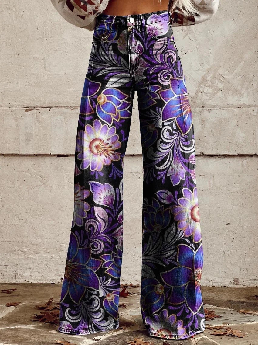 Caitlin | Relaxed Fit Botanical Print Pants