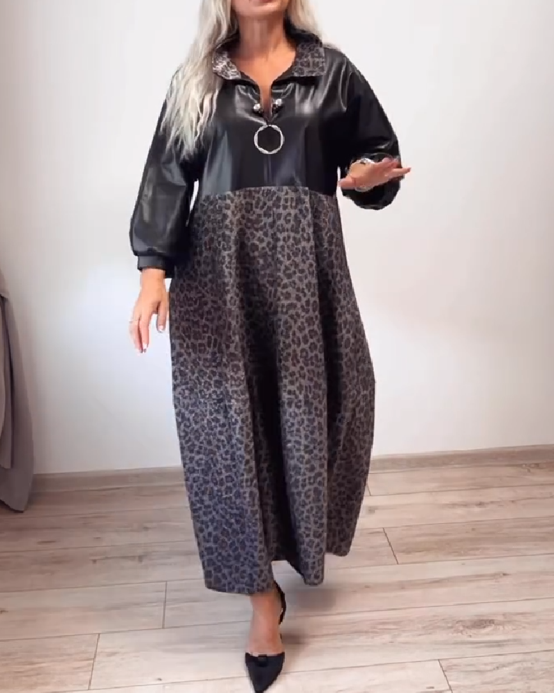 Leopard Print and Patchwork Dress