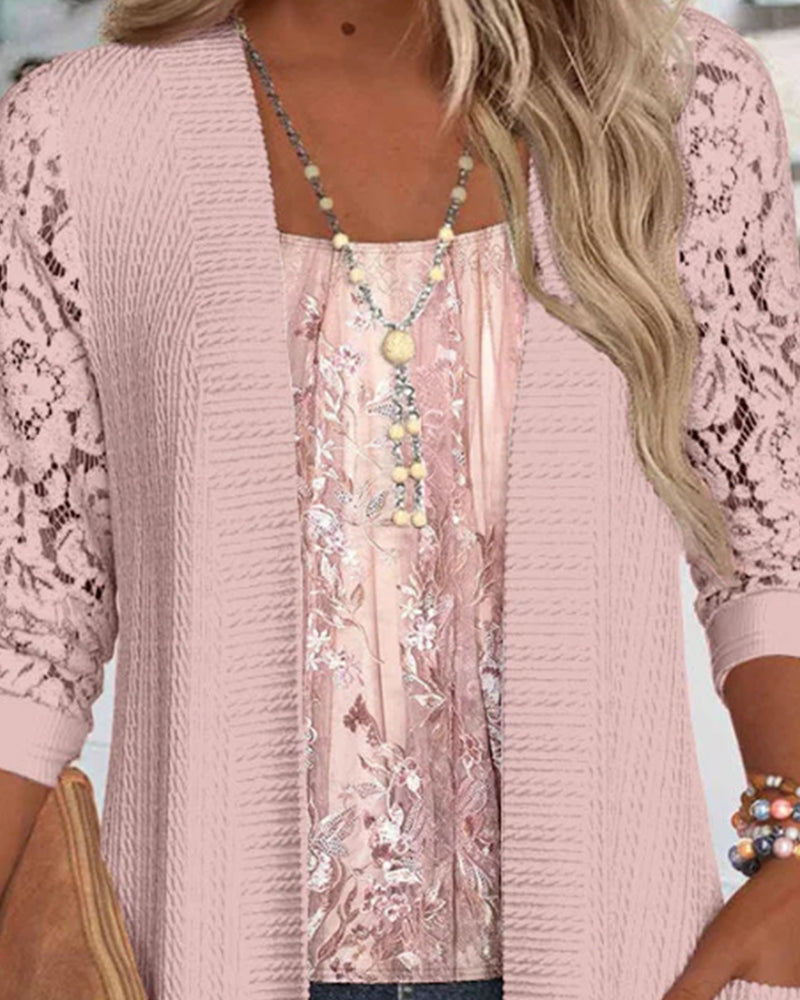 Top with Faux Two-Piece and Patchwork