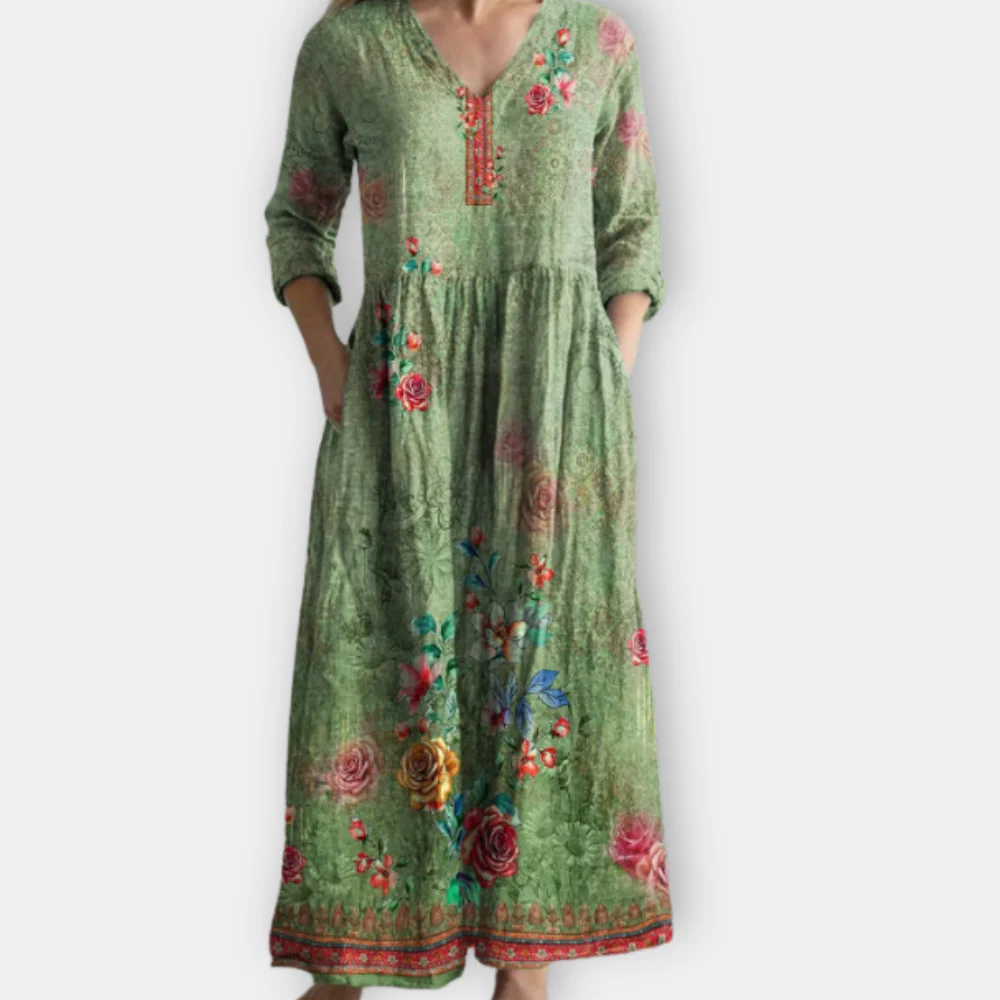 Nora | Elegant Floral Print Maxi Dress