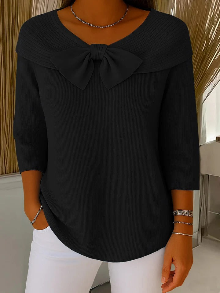 Ilona | Women's Wool Sweater with Bow