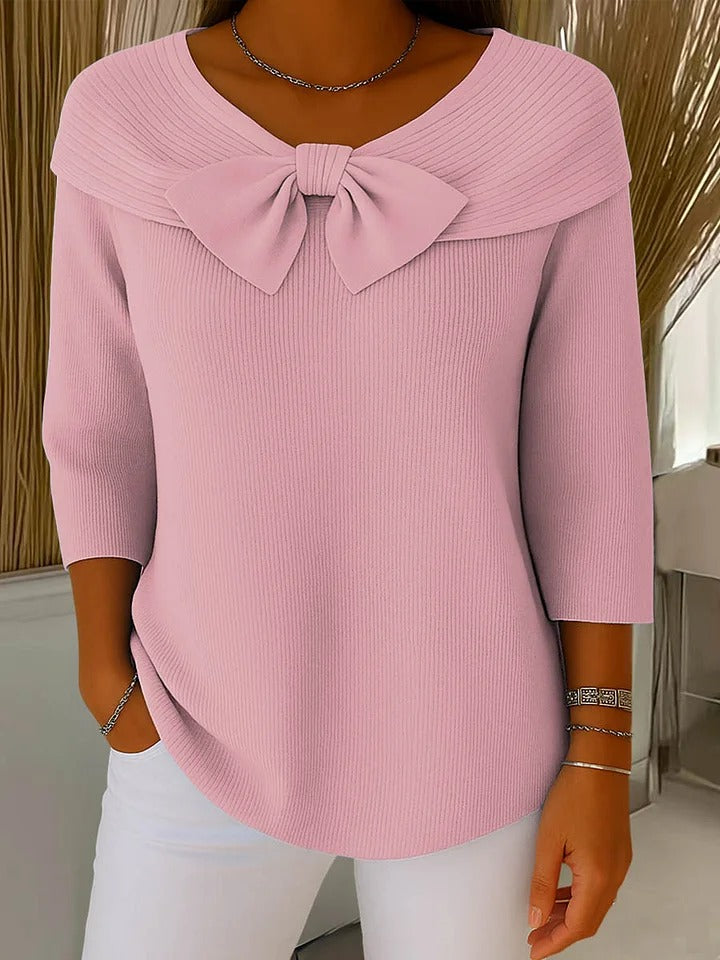 Ilona | Women's Wool Sweater with Bow