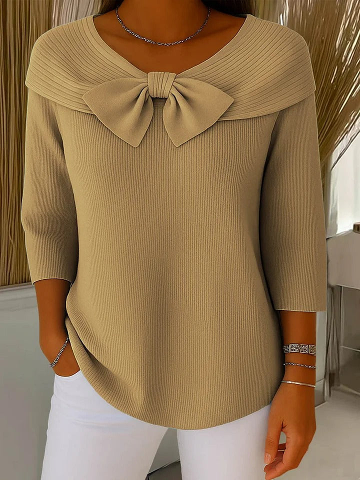 Ilona | Women's Wool Sweater with Bow