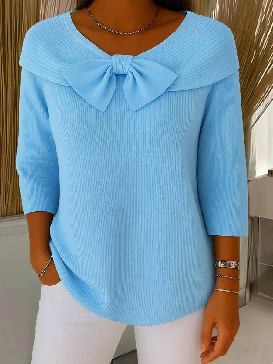 Ilona | Women's Wool Sweater with Bow