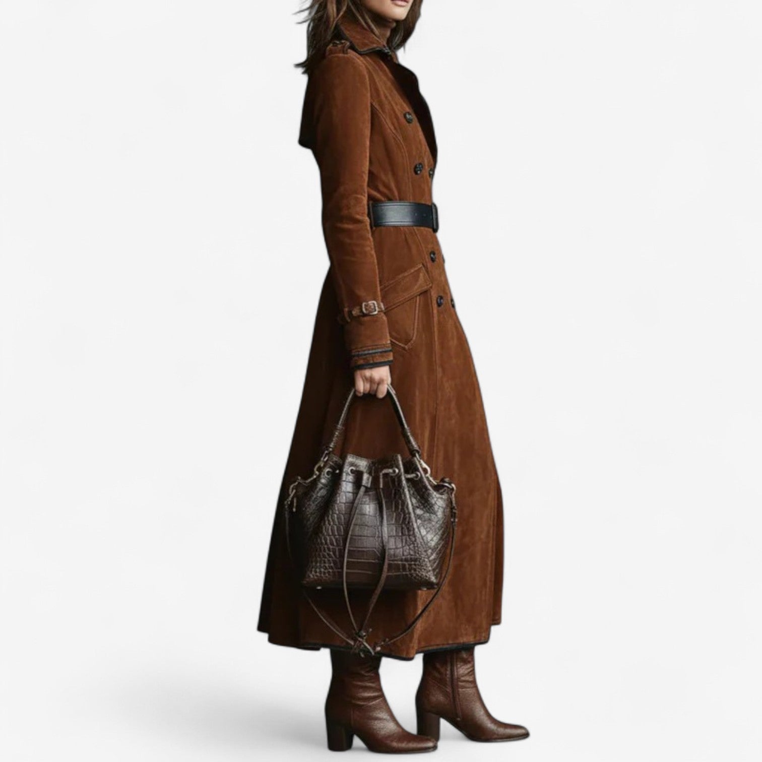 Nathaly™ | Suede Trench Coat