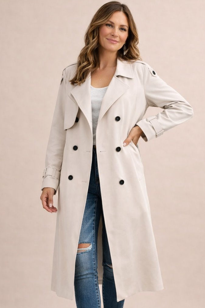 Irem | Draped Belted Composed Trench Coat
