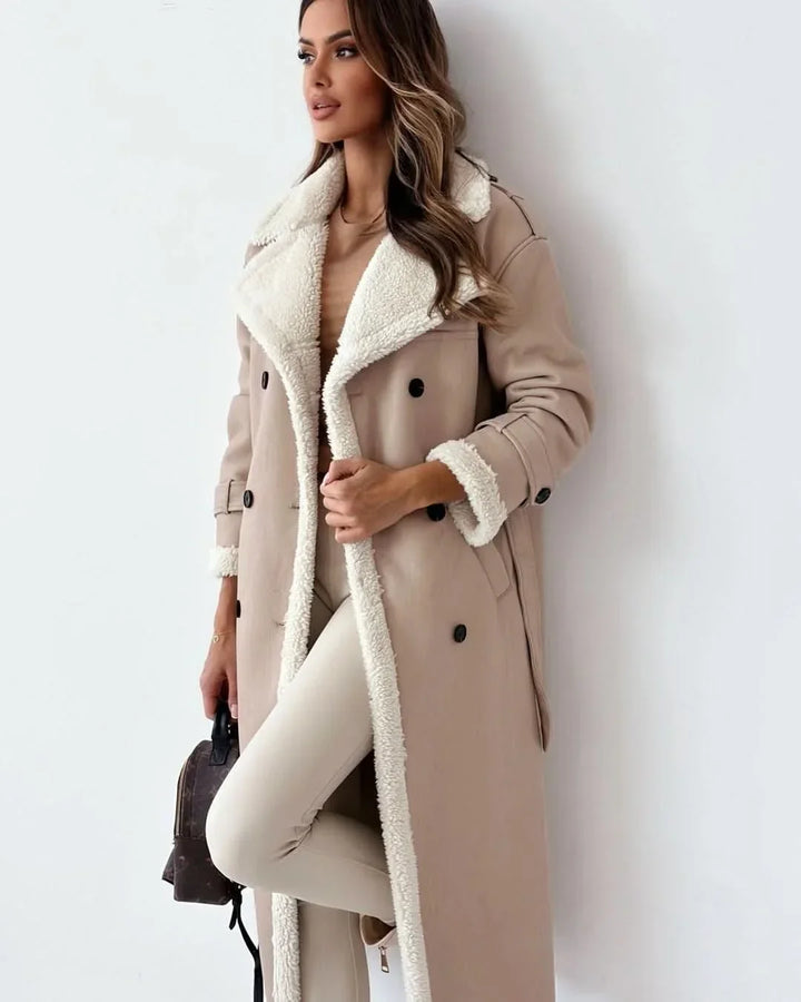 Kirsten | Double-Breasted Sculpted Draped Trench Coat