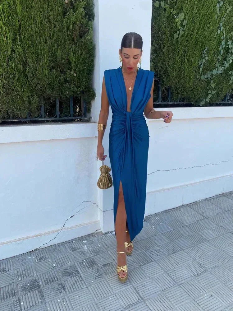 Jessica | Satin Wrap Dress with Slit