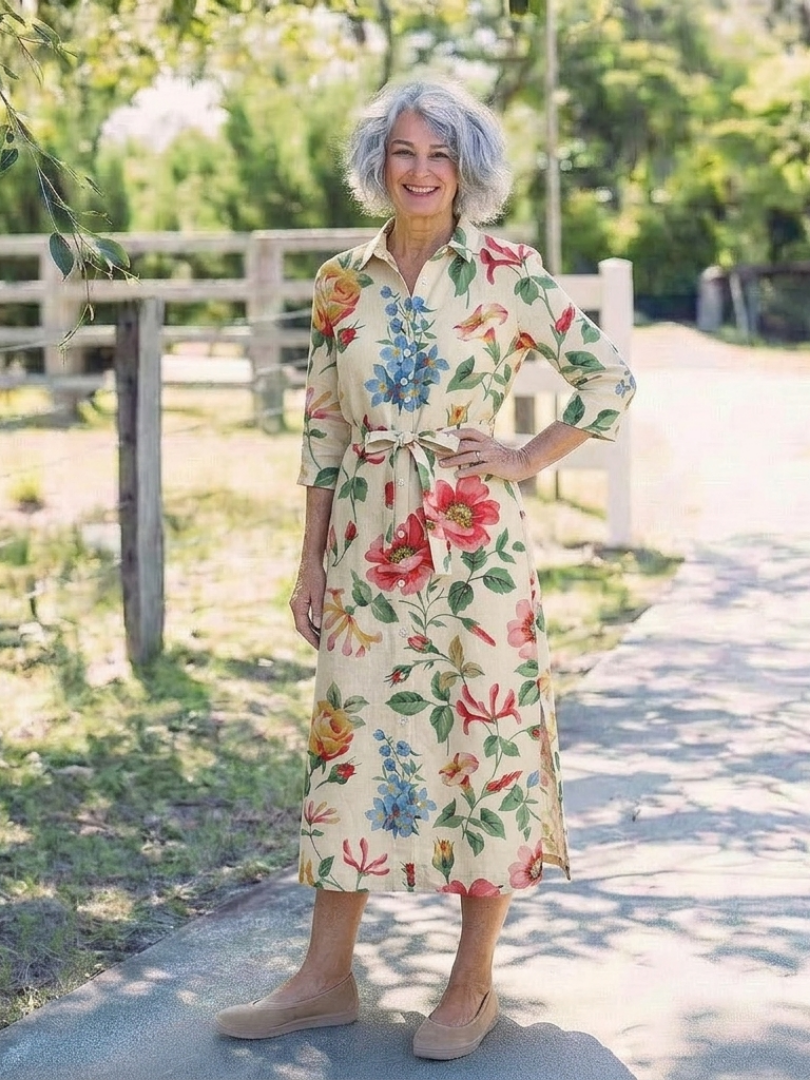 Eavan | Floral Half-Sleeve Midi Dress
