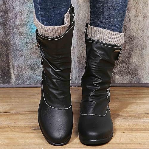Merve | Lace-Up Side-Zip Draped Boots