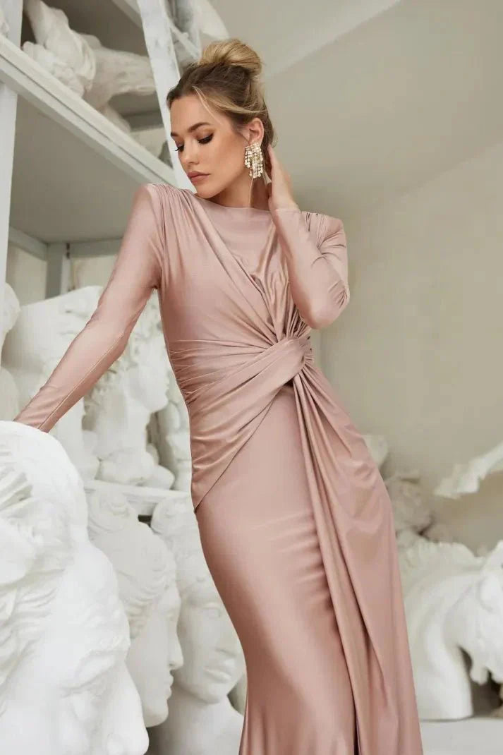 Hailey | Satin Draped Evening Gown