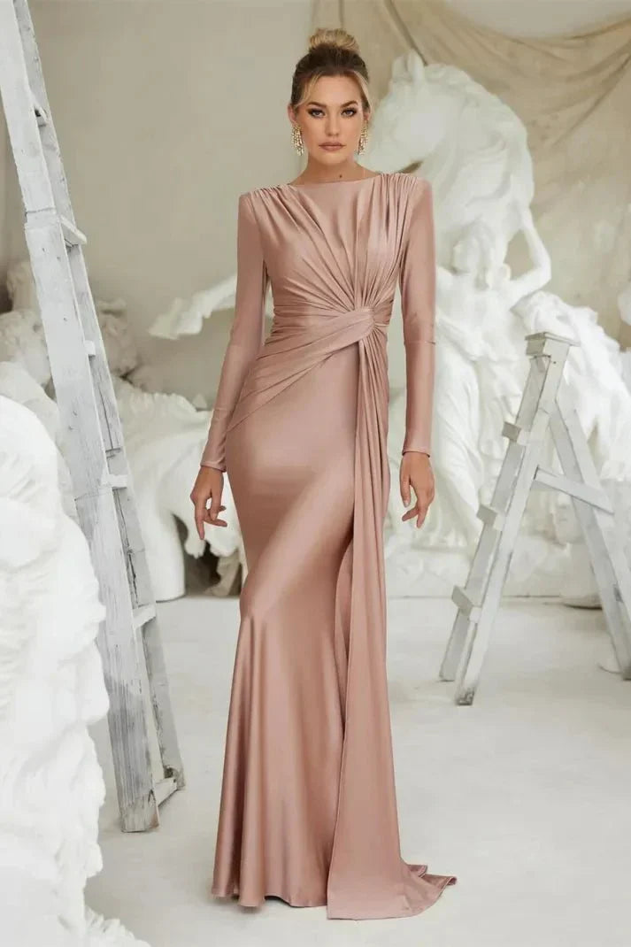 Hailey | Satin Draped Evening Gown