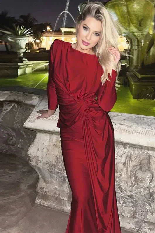 Hailey | Satin Draped Evening Gown