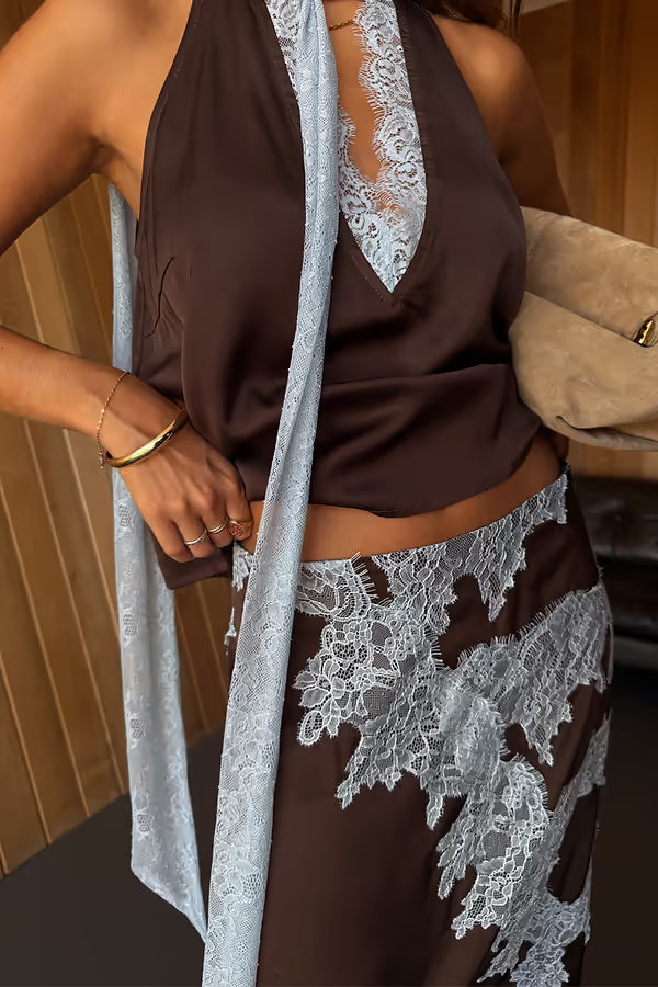 Chocolate Blue Lace Top