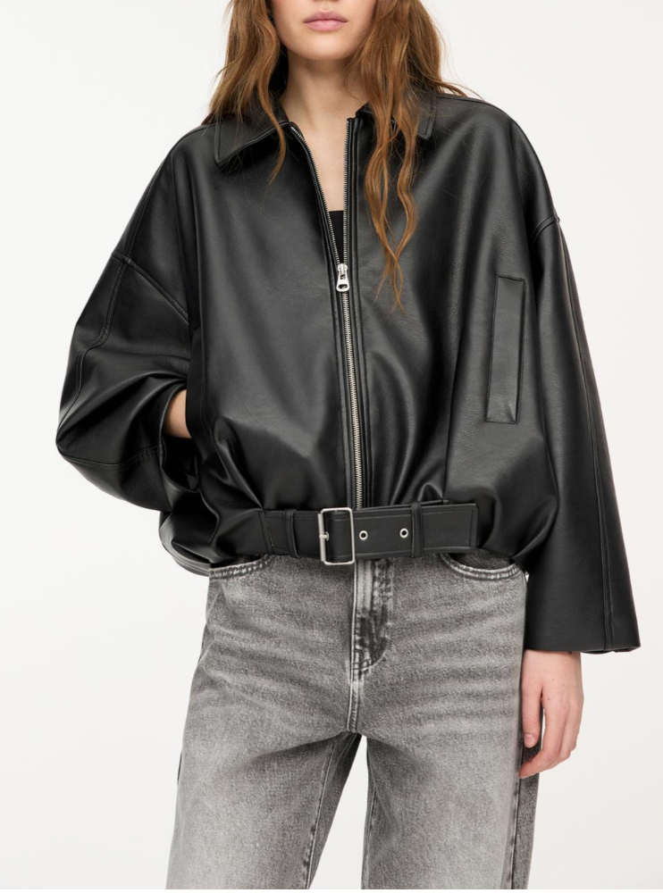 Nicolosa | Belted Oversized Editorial Leather Jacket