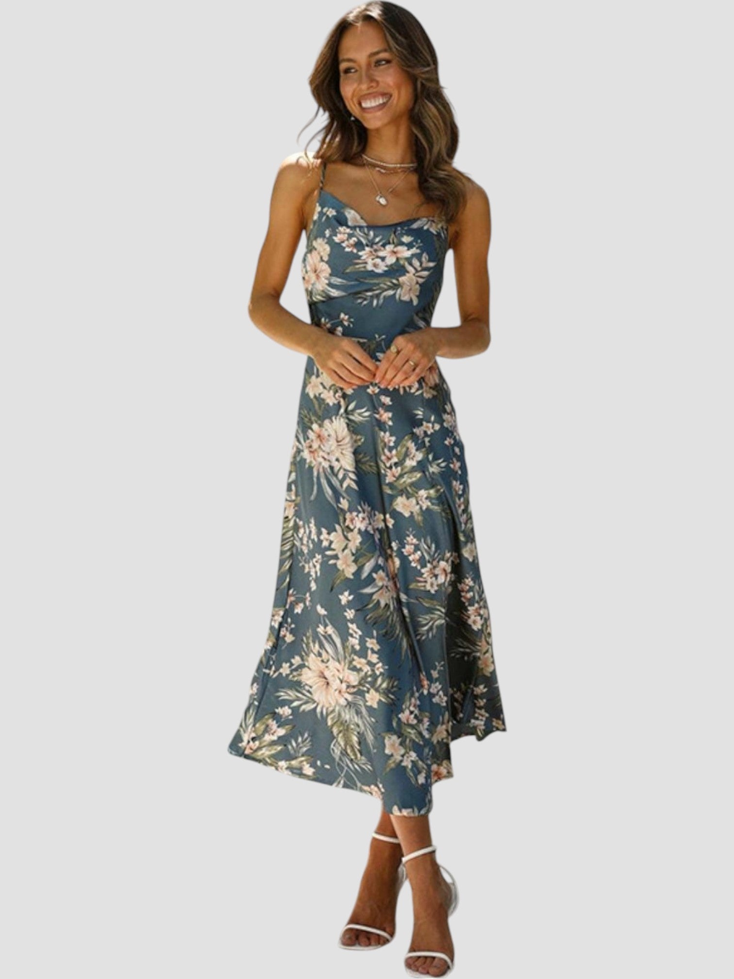 Addison | Stylish Floral Slit Midi Dress