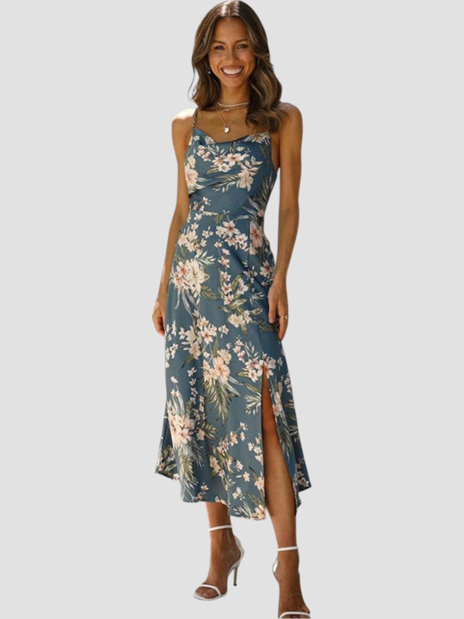 Addison | Stylish Floral Slit Midi Dress