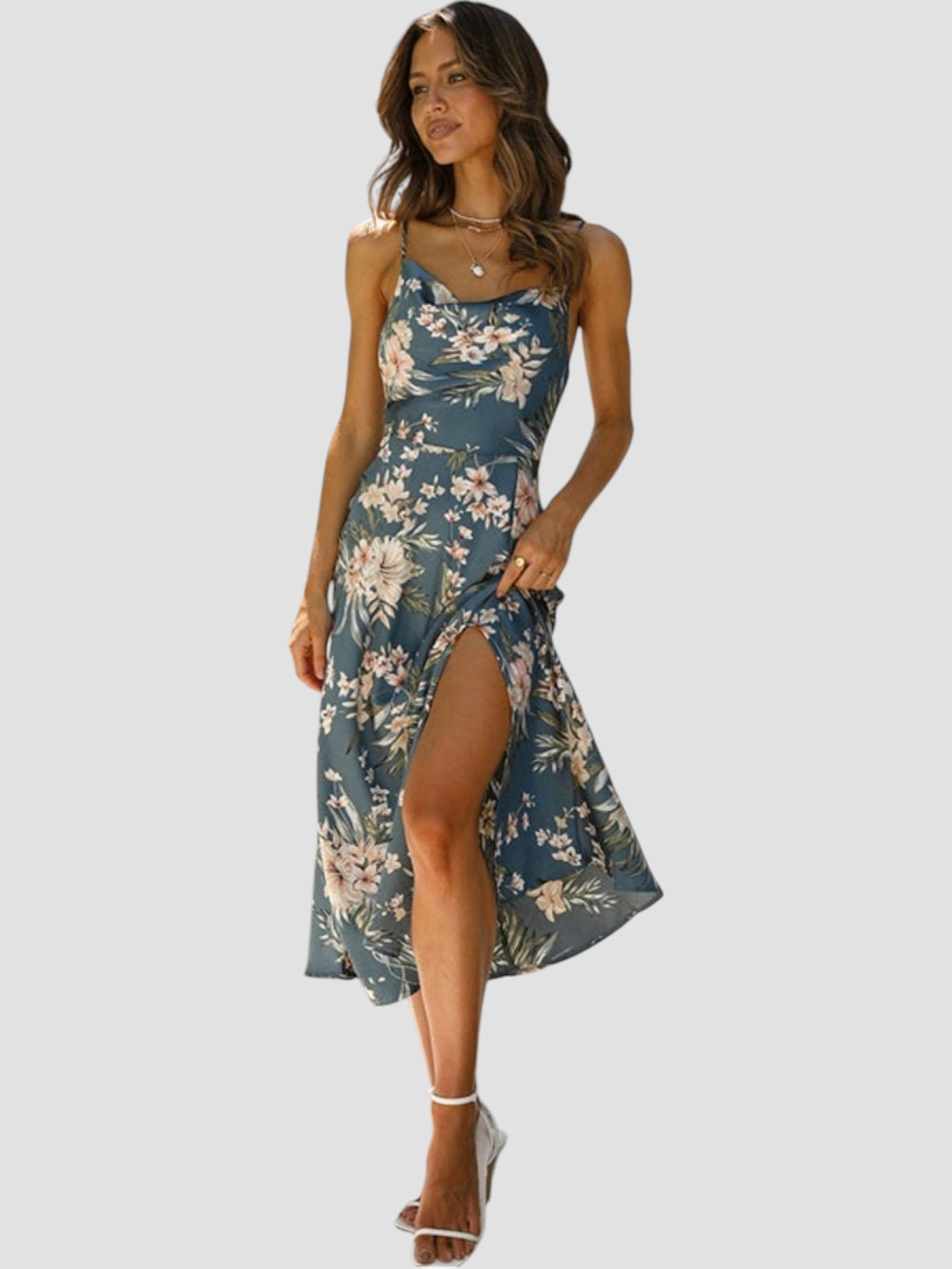 Addison | Stylish Floral Slit Midi Dress