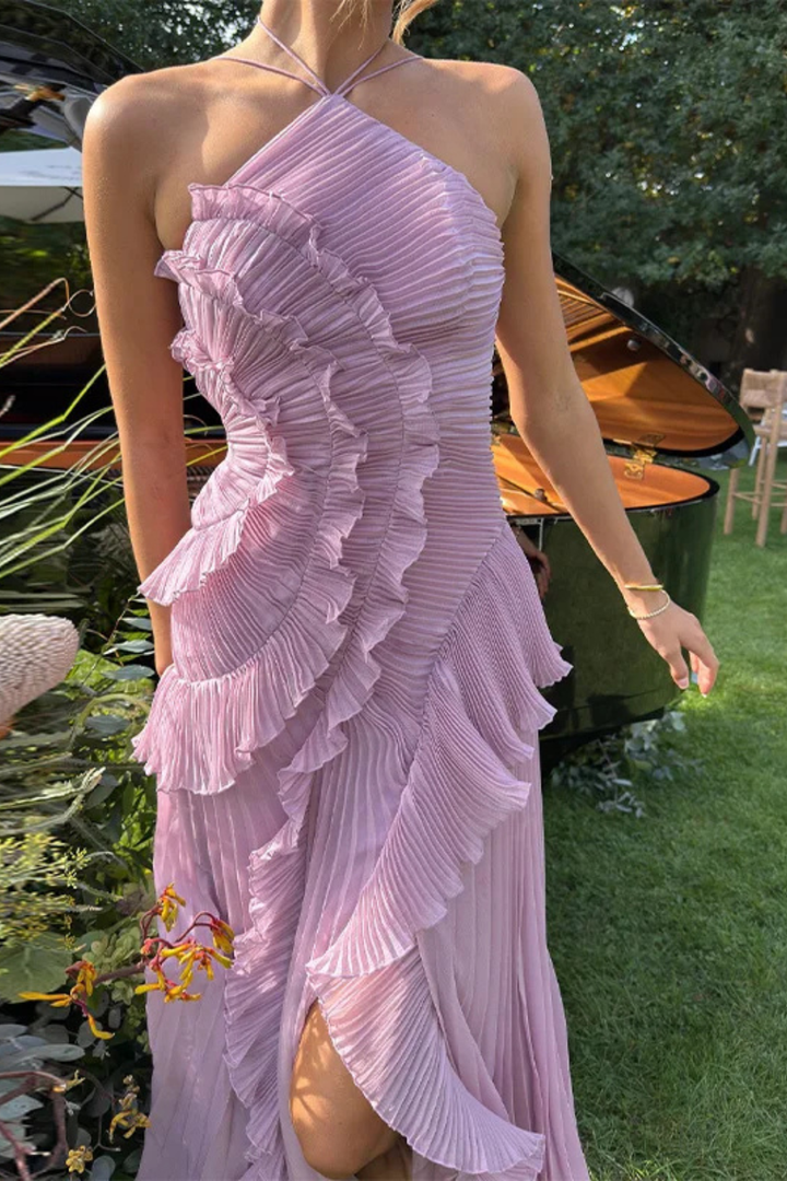 Sapphira | Ruffled Halter Maxi Dress