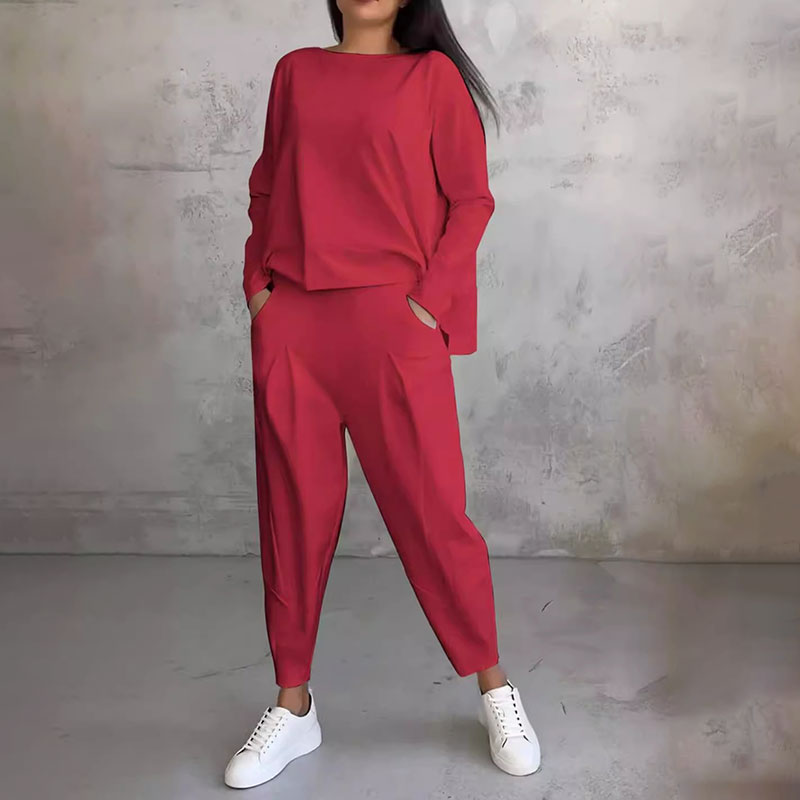 Mode, Leisure Long Sleeve Round Neck & Pants 2-Piece Set