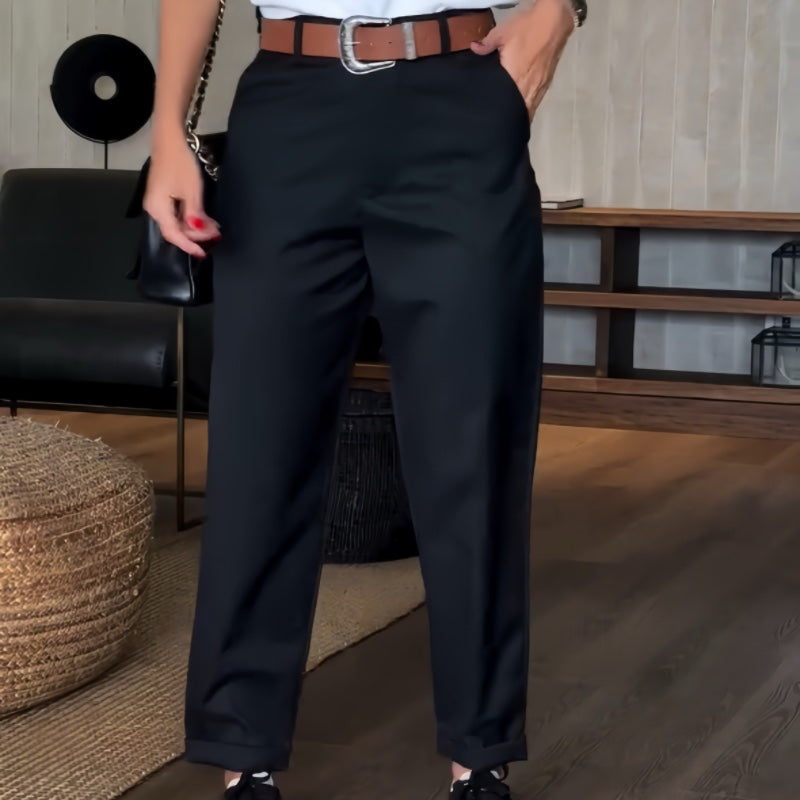 Casual Straight Blazer Pants with High Waist for Women