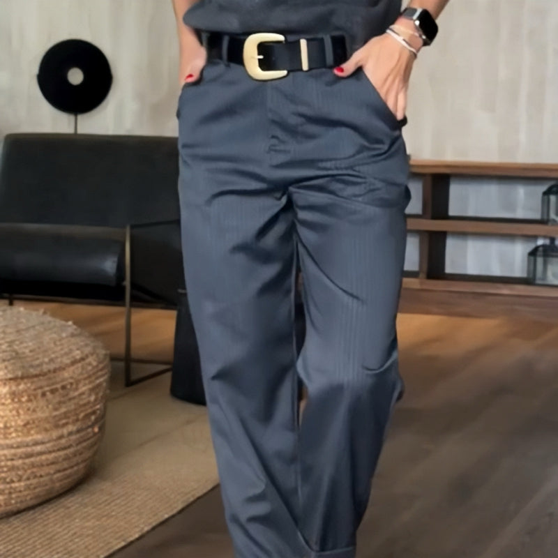 Casual Straight Blazer Pants with High Waist for Women