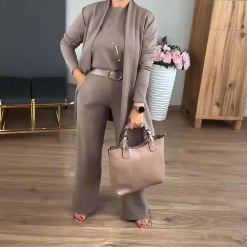 Elegant 3-Piece Set Including a Long Cardigan, Top, and Pants 🔥FREE SHIPPING