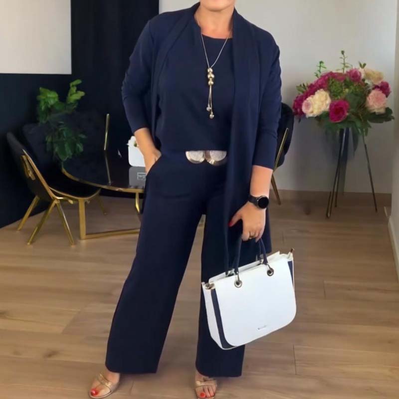 Elegant 3-Piece Set Including a Long Cardigan, Top, and Pants 🔥FREE SHIPPING