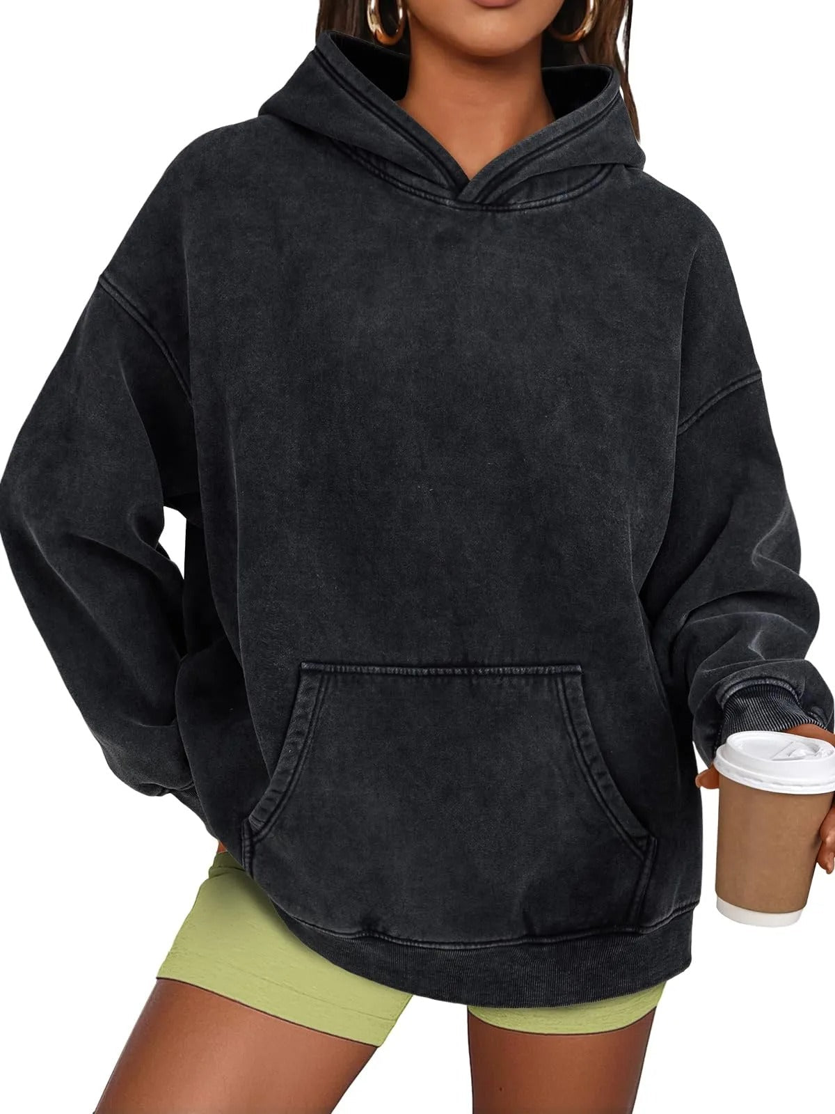 🔥LAST DAY SALE 70% OFF!!💥🎁Womens Acid Wash Hoodie Oversized Long Sleeve Fall Fashion Sweatshirts