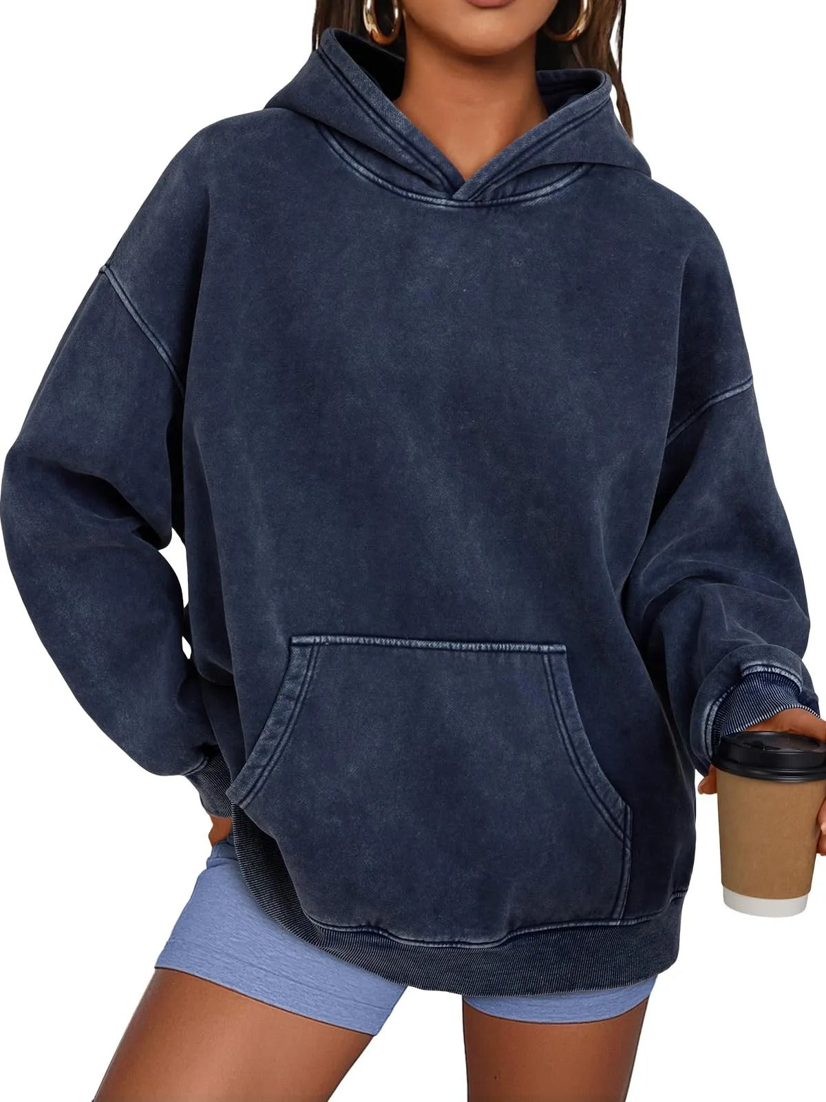 🔥LAST DAY SALE 70% OFF!!💥🎁Womens Acid Wash Hoodie Oversized Long Sleeve Fall Fashion Sweatshirts