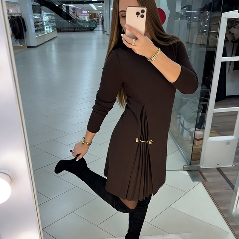 💝New Year Sale 70% OFF💝Elegant Long Sleeve Pleated Panel Dress