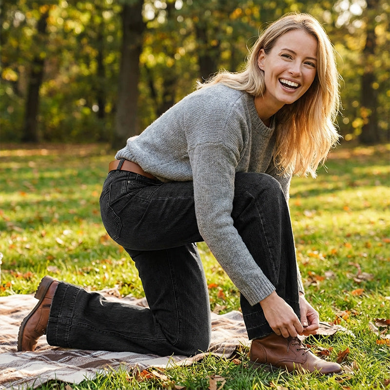 Retro Flared Jeans for Women with Pockets