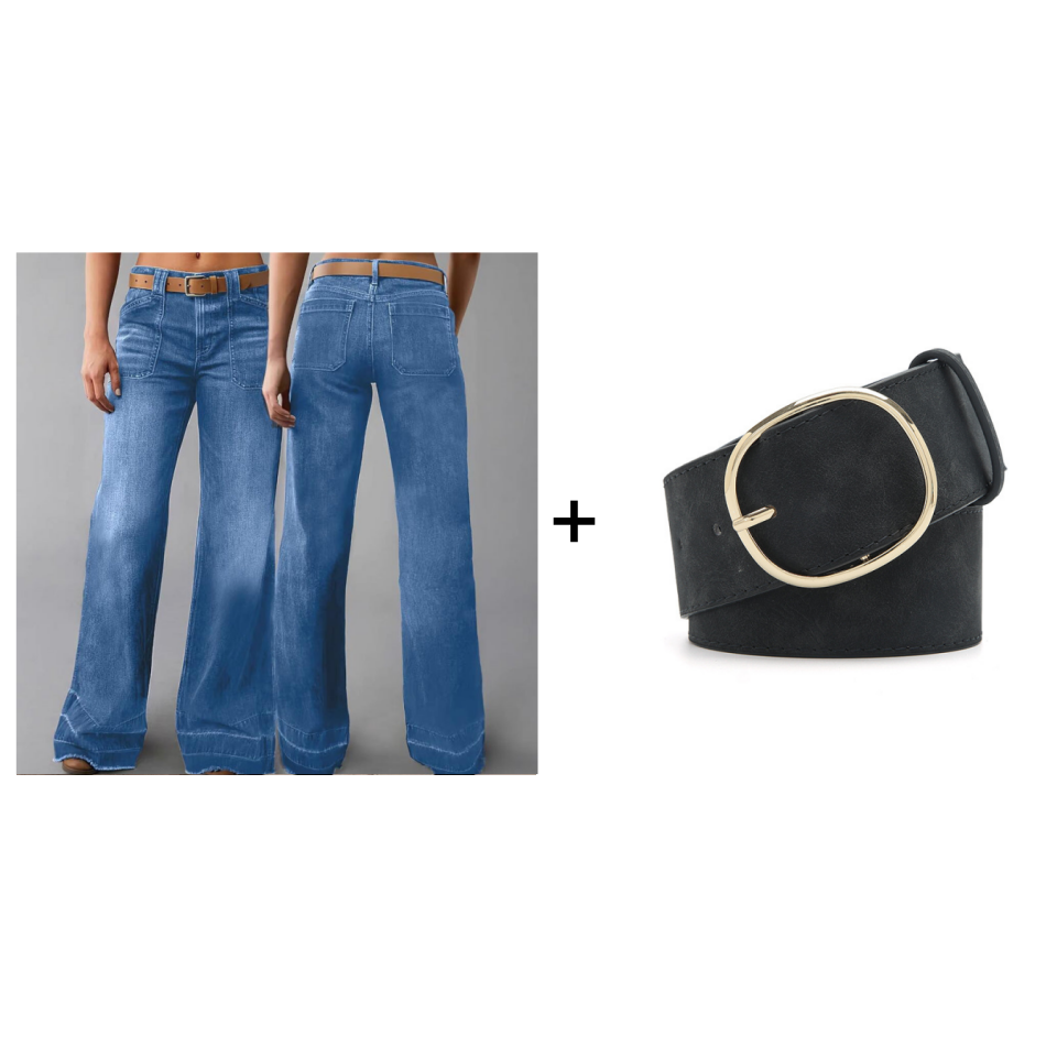 Retro Flared Jeans for Women with Pockets