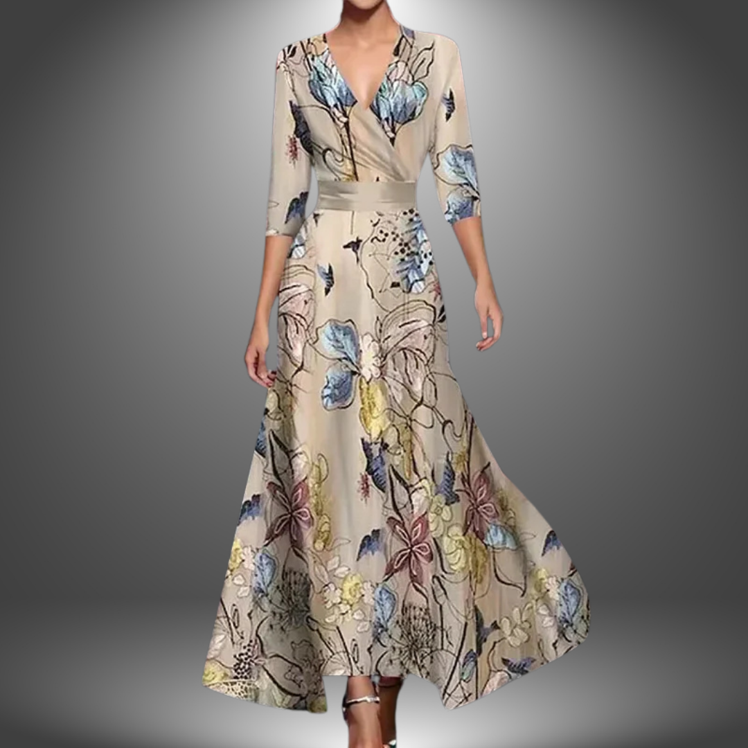 Veronique | Flowing V-Neck Boho Maxi Dress
