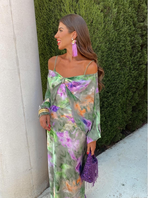 Abigail | Sleek Floral Satin Maxi Dress