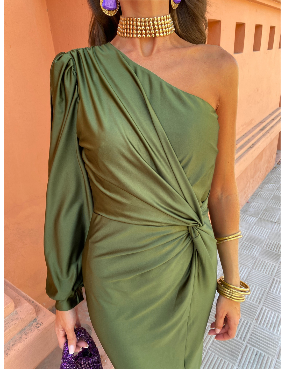 Alma | One-Shoulder Draped Evening Dress