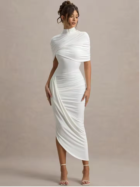 Jenna | Draped Back Midi Dress