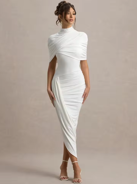 Jenna | Draped Back Midi Dress